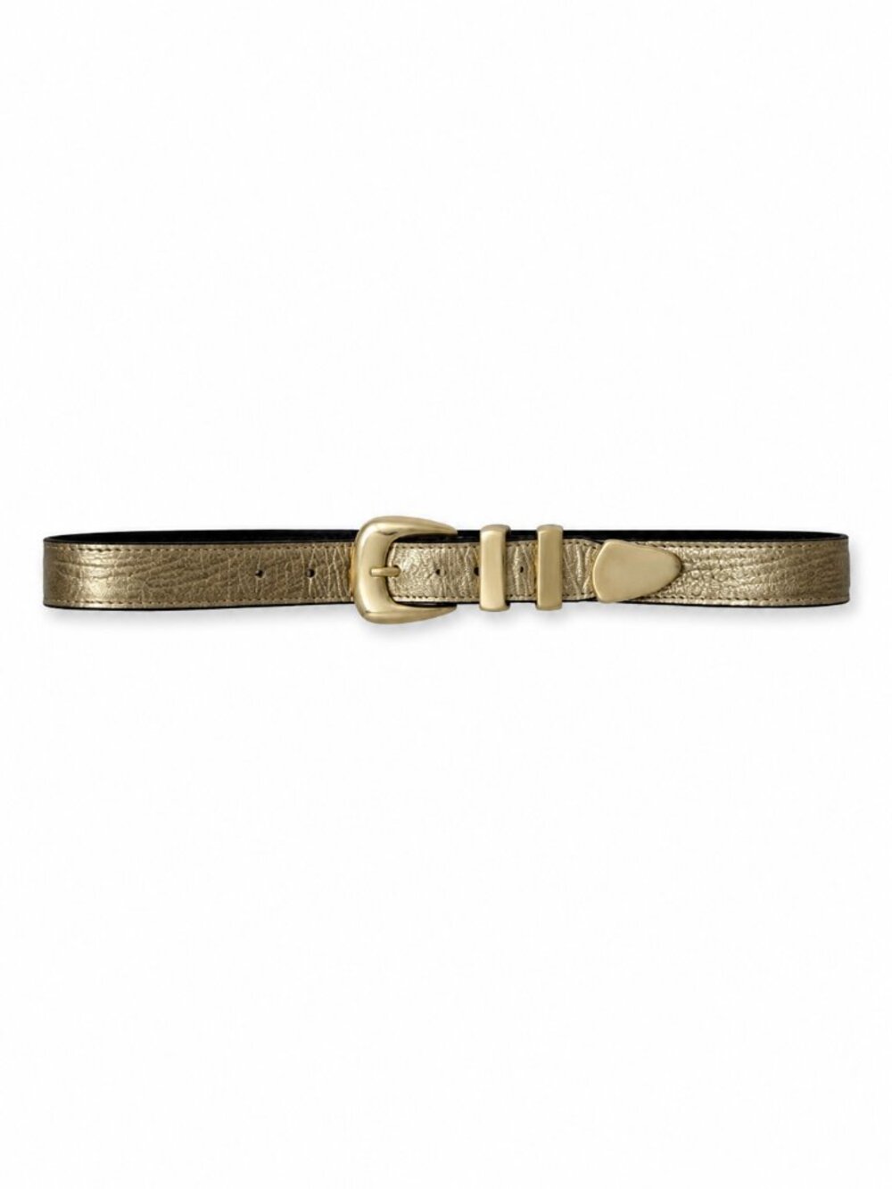 Leatherock Metallic Gold Genuine Leather Skinny Belt Boho Minimalist Y2K